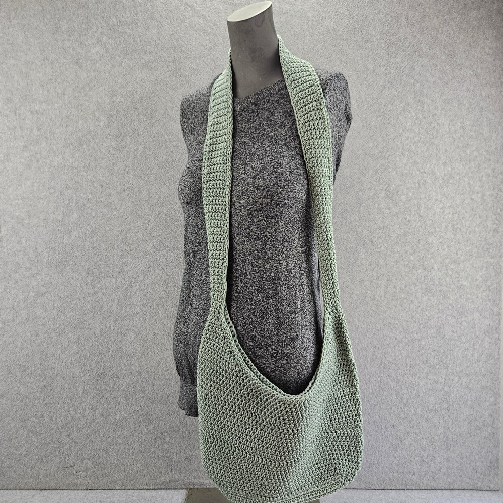 Handcrafted Crochet Crossbody Bag Women OS Green Handmade Knit Boho Hippie